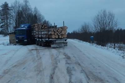 В Тверской области опубликовано фото с места ДТП, в которое попал водитель лесовоза