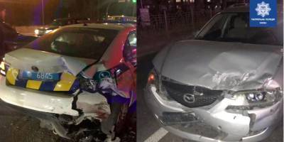 В Киеве пьяный водитель врезался в автомобиль патрульных. Пострадали сразу четыре машины — видео