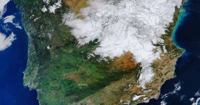 ESA показали снимок заснеженной Испании из космоса