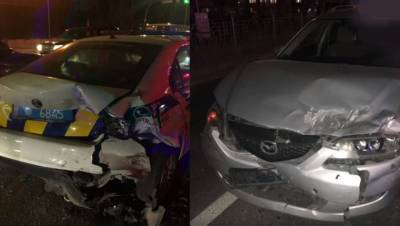 В Киеве пьяная женщина за рулем протаранила авто патрульных: первые детали и кадры с места ДТП