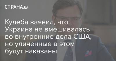Кулеба заявил, что Украина не вмешивалась во внутренние дела США, но уличенные в этом будут наказаны
