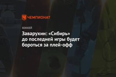 Заварухин: «Сибирь» до последней игры будет бороться за плей-офф