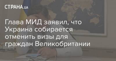 Глава МИД заявил, что Украина собирается отменить визы для граждан Великобритании