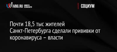 Почти 18,5 тыс жителей Санкт-Петербурга сделали прививки от коронавируса – власти