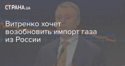 Витренко хочет возобновить импорт газа из России