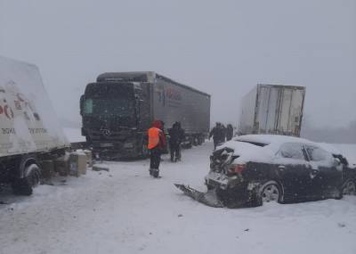 Двое погибли в ДТП из 6 машин на заснеженной трассе в Ростовской области
