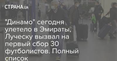 "Динамо" сегодня улетело в Эмираты, Луческу вызвал на первый сбор 30 футболистов. Полный список