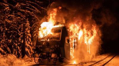 В Чехии горел пассажирский поезд
