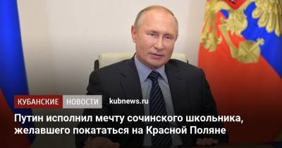 Путин исполнил мечту сочинского школьника, желавшего покататься на Красной Поляне
