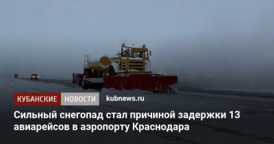 Сильный снегопад стал причиной задержки 13 авиарейсов в аэропорту Краснодара