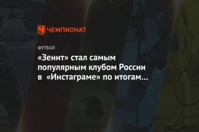 «Зенит» стал самым популярным клубом России в «Инстаграме» по итогам 2020 года