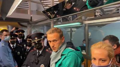 Оппозиционера Алексея Навального задержали в Москве сразу же после возвращения из Берлина