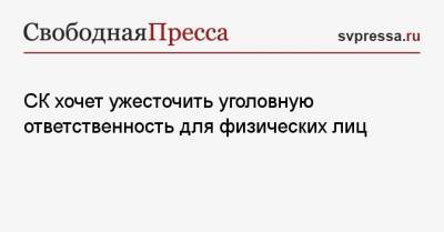 Елена Леоненко - СК хочет ужесточить уголовную ответственность для физических лиц - svpressa.ru