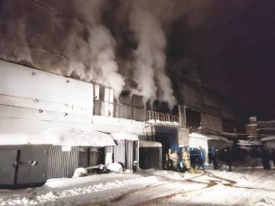 В Уфе загоревшийся фанерный завод тушат 68 пожарных и 20 машин