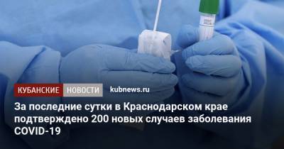За последние сутки в Краснодарском крае подтверждено 200 новых случаев заболевания COVID-19