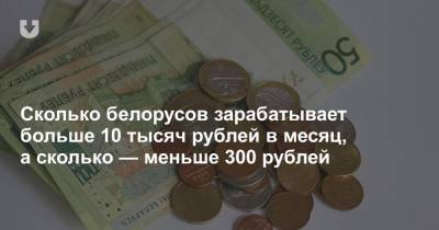 Сколько белорусов зарабатывает больше 10 тысяч рублей в месяц, а сколько не видит и 300 рублей
