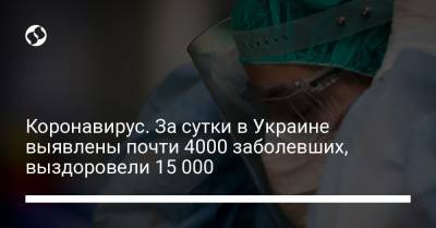 Коронавирус. За сутки в Украине выявлены почти 4000 заболевших, выздоровели 15 000