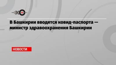 В Башкирии вводятся ковид-паспорта — министр здравоохранения Башкирии