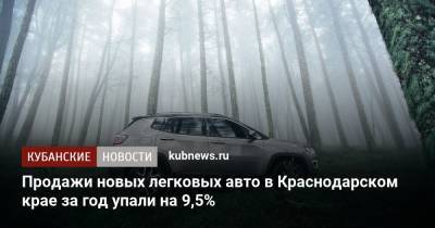 Продажи новых легковых авто в Краснодарском крае за год упали на 9,5%