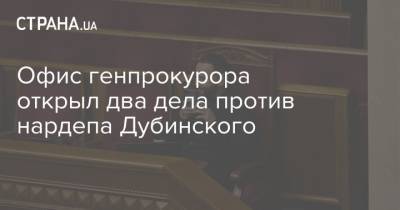 Офис генпрокурора открыл два дела против нардепа Дубинского