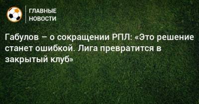 Габулов – о сокращении РПЛ: «Это решение станет ошибкой. Лига превратится в закрытый клуб»