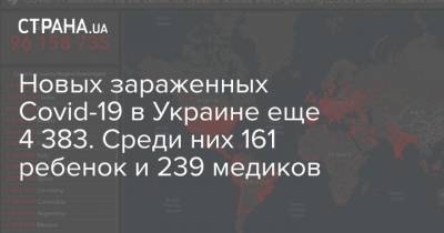 Новых зараженных Covid-19 в Украине еще 4 383. Среди них 161 ребенок и 239 медиков