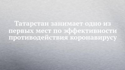 Татарстан занимает одно из первых мест по эффективности противодействия коронавирусу