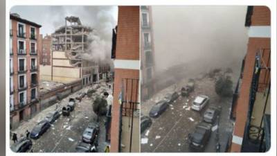 Сильнейший взрыв разрушил верхние этажи здания в центре Мадрида