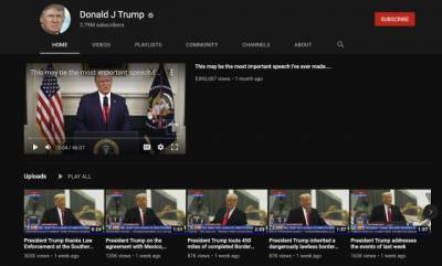 YouTube продлил запрет на загрузку видео аккаунтом Трампа