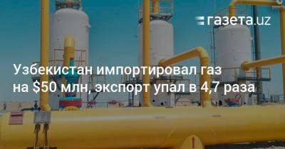 Узбекистан импортировал газ на $50 млн, экспорт упал в 4,7 раза