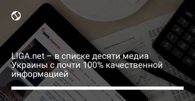 LIGA.net – в списке десяти медиа Украины с почти 100% качественной информацией
