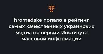 hromadske попало в рейтинг самых качественных украинских медиа по версии Института массовой информации