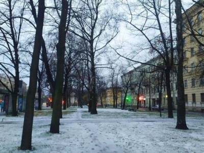 В Петербурге мокрый снег и гололедица