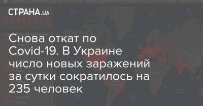 Снова откат по Covid-19. В Украине число новых заражений за сутки сократилось на 235 человек