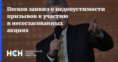Песков заявил о недопустимости призывов к участию в несогласованных акциях