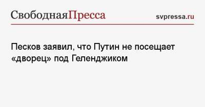 Песков заявил, что Путин не посещает «дворец» под Геленджиком