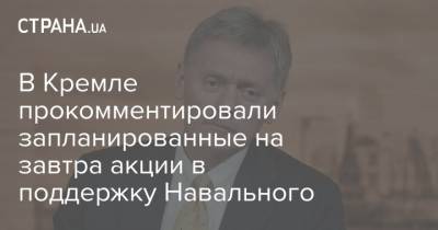 В Кремле прокомментировали запланированные на завтра акции в поддержку Навального