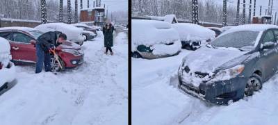 Автомобилисты оказались в заложниках заваленной снегом штрафстоянки