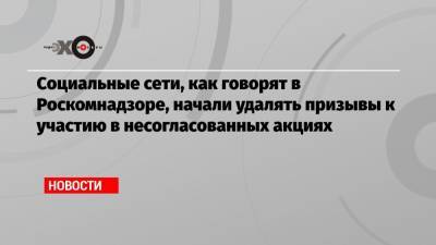 Социальные сети, как говорят в Роскомнадзоре, начали удалять призывы к участию в несогласованных акциях