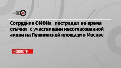 Сотрудник ОМОНа пострадал во время стычки с участниками несогласованной акции на Пушкинской площади в Москве