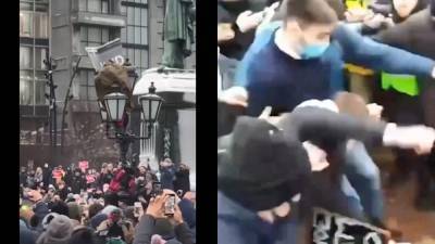 Мужчину, который протестовал против Навального, жестоко избили: видео