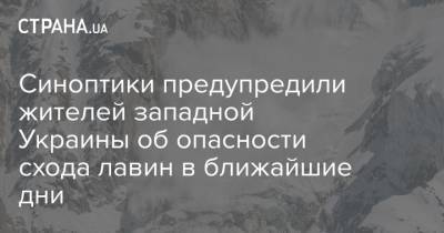 Синоптики предупредили жителей западной Украины об опасности схода лавин в ближайшие дни