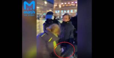 МВД проверяет инцидент в Петербурге, где полицейский сбил женщину с ног