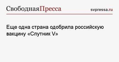 Еще одна страна одобрила российскую вакцину «Спутник V»