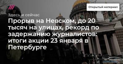 Прорыв на Невском, до 20 тысяч на улицах, рекорд по задержанию журналистов: итоги акции 23 января в Петербурге