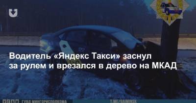 Водитель «Яндекс Такси» заснул за рулем и врезался в дерево на МКАД