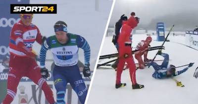 Главный русский лыжник Большунов психанул на финише – замахнулся палкой и сбил соперника с ног. Команду сняли
