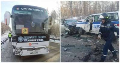 Машина ДПС подставилась под удар, чтобы спасти от аварии автобус с детской хоккейной командой (5 фото + 1 видео)