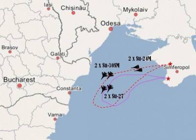 Российские самолеты произвели условное уничтожение эсминца США в Черном море