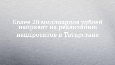 Более 20 миллиардов рублей направят на реализацию нацпроектов в Татарстане